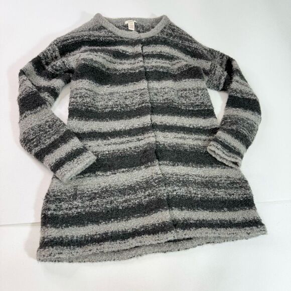Sundance Sweater Womens Large Wool Alpaca Striped Button Up Chunky Curled Fleece - Picture 1 of 7